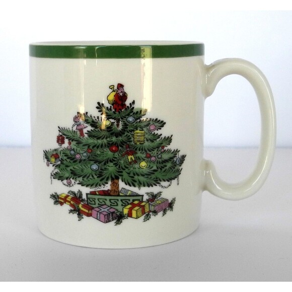 Spode Christmas Tree Holly Mug - Ivory Holiday Coffee Cup 1938 - S3324-A12 - Picture 4 of 7